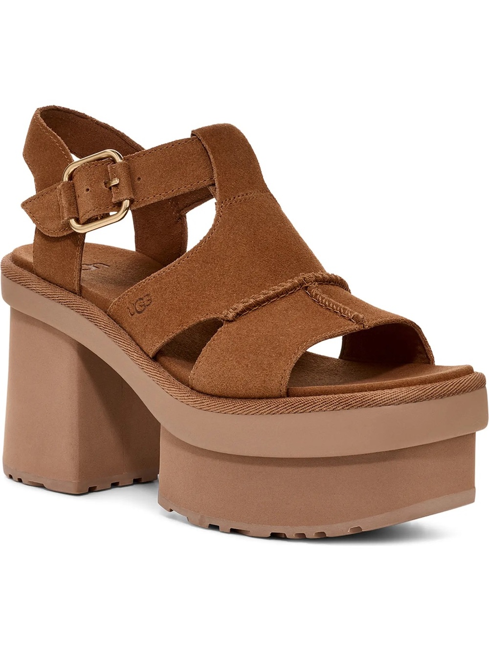 UGG Platform Suede Sandal in Chestnut Brown